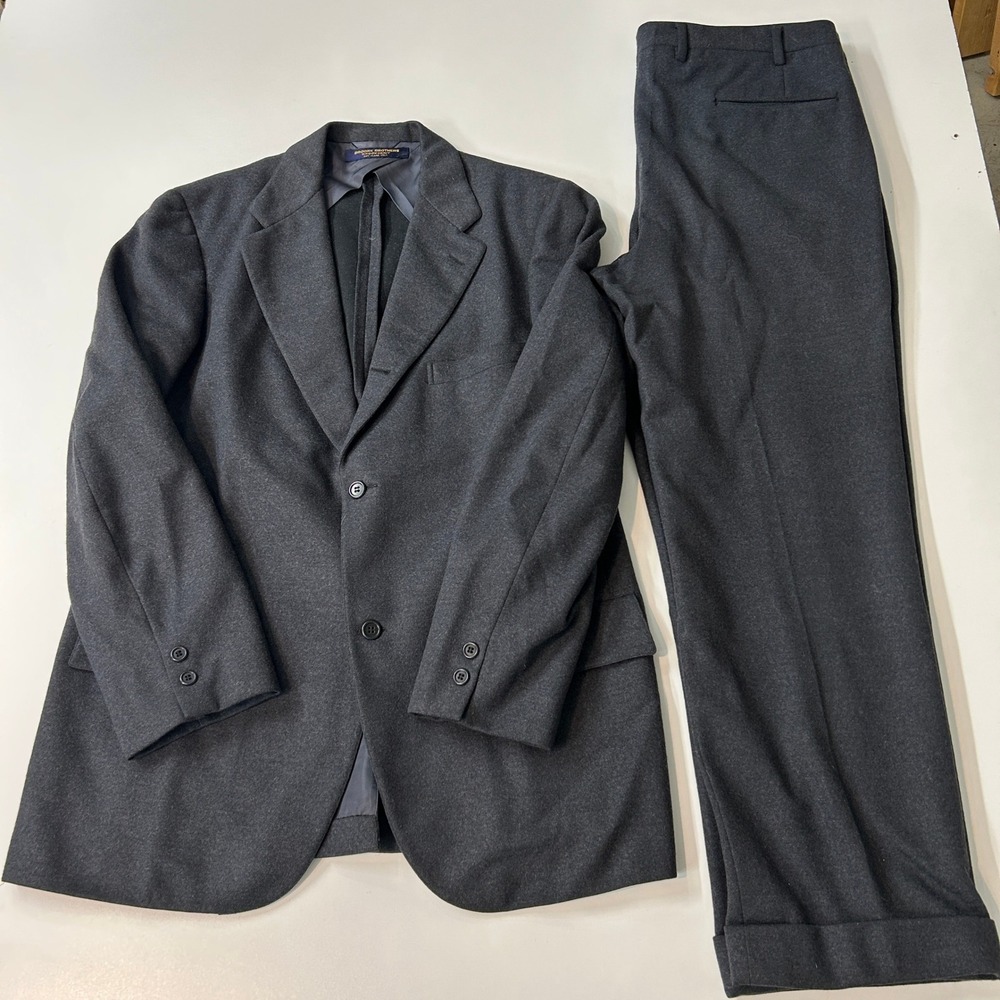 Brooks Brothers Brooksknit Mens Gray Wool Blend 2 Piece Suit 42L 58007 42LG7347